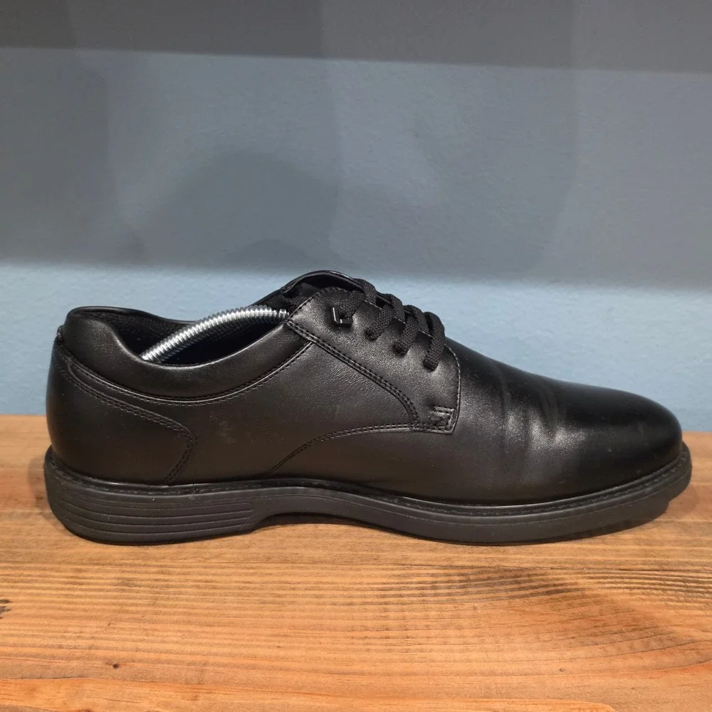 Nunn Bush Mens Wade Work Oxford Black Leather Slip‎ Resistant Shoes Size 11